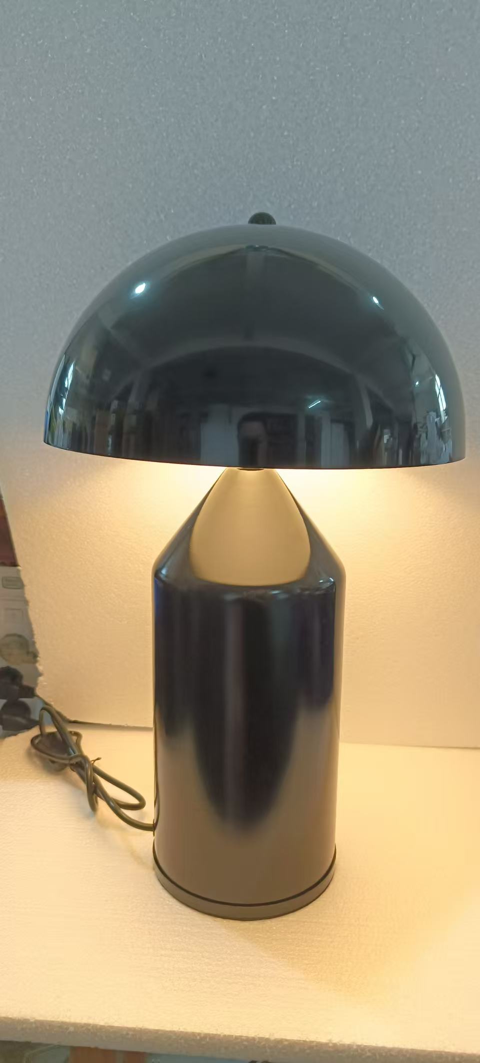 Dome table lamp photographed in the workshop